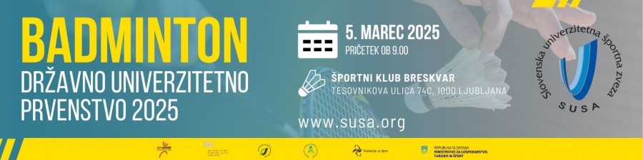 Razpis za Državno univerzitetno prvenstvo v badmintonu 2025