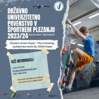 Razpis za Državno univerzitetno prvenstvo v &scaron;portnem plezanju 2023/24